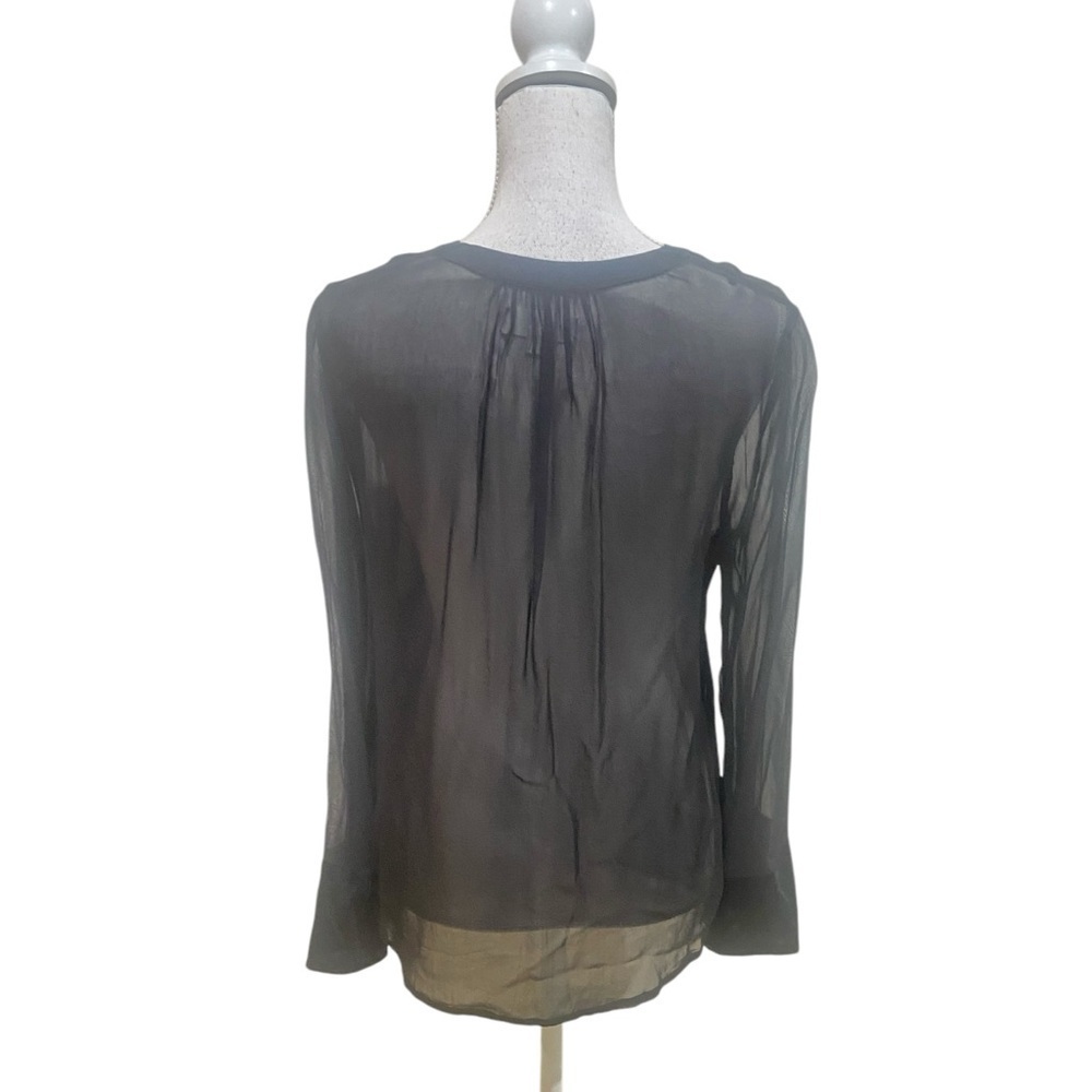 Velvet sheer black beaded embroidered split neck bell sleeve velvet cuff small - Picture 7 of 10